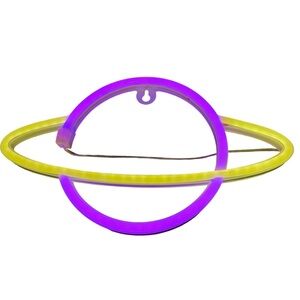 Purple and Yellow Planet Neon Light